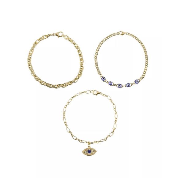 251A. RACHEL RACHEL ROY Evil Eye 9” Anklet Set - Picture 2 of 4